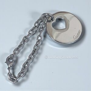Authentic Cartier Silver Heart Key Ring Bag Charm Chain Accessory